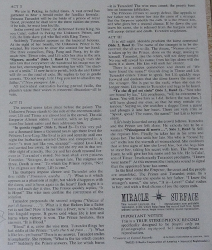 LP プッチーニ/歌劇「トゥーランドット」ハイライト 米RCA VICTOR ニルソン ビョルリング ラインスドルフ ローマ歌劇場Oの画像4