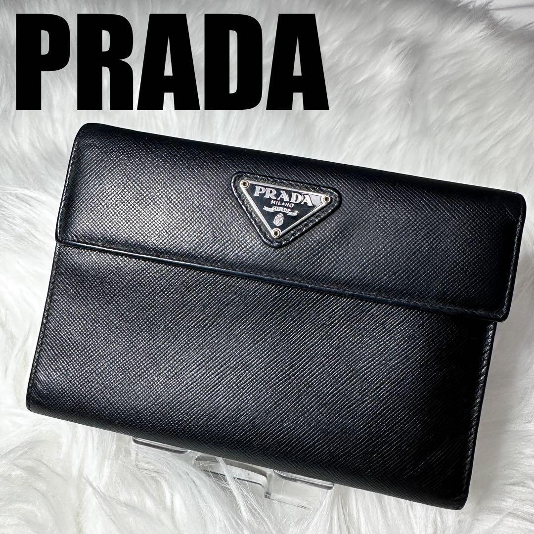 美品PRADA プラダ 財布 ウォレット ロゴ 金具 三角プレート レザーの画像1