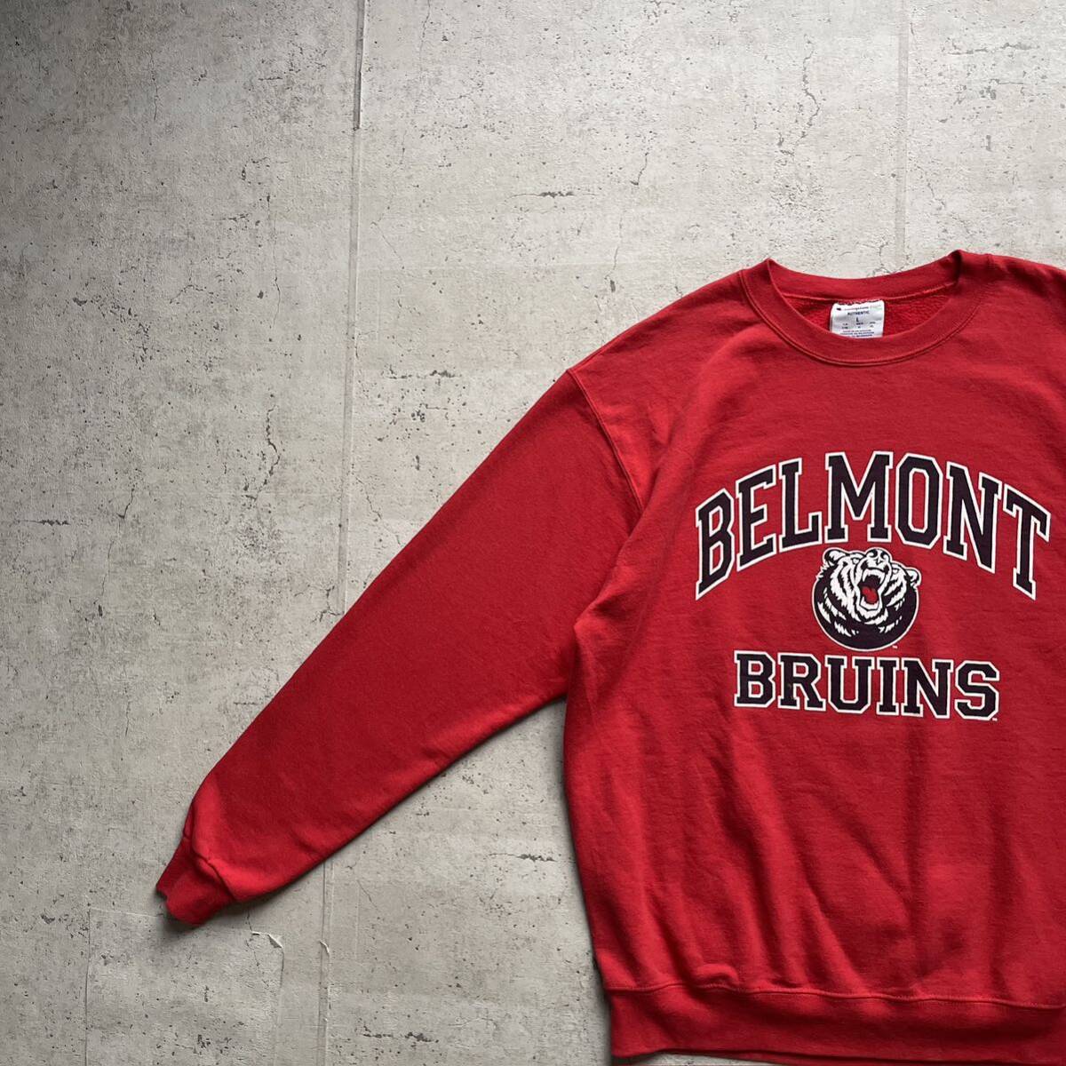 champion チャンピオン カレッジロゴ BELMONT クルーネック スウェット トレーナー レッド Lの画像1