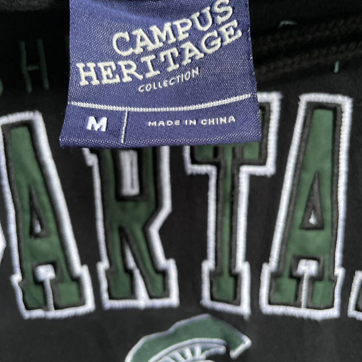 vintage ヴィンテージ 90's CAMPUS HERITAGE カレッジロゴ MICHIGAN STATE プルオーバー パーカー ブラック M_画像4