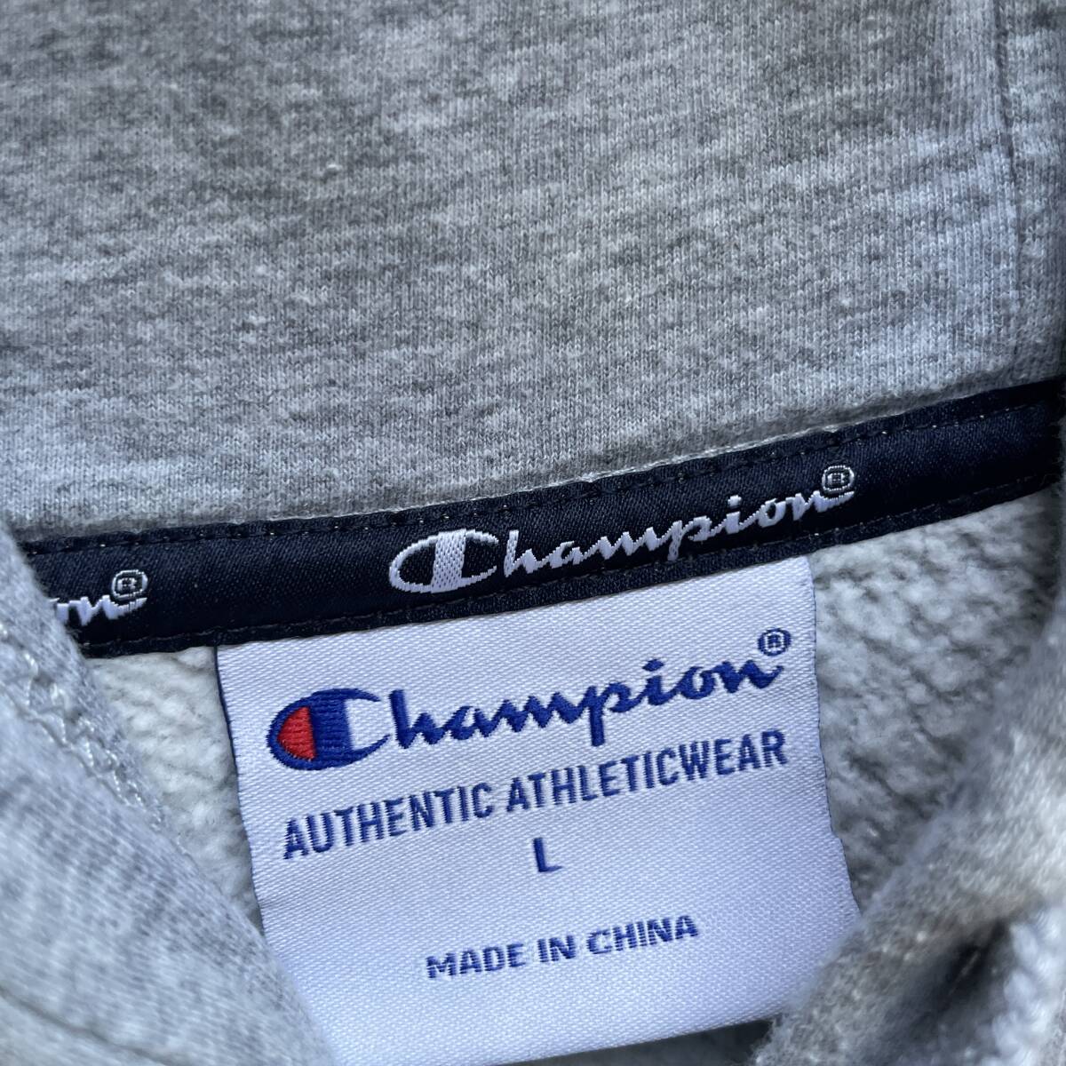 champion チャンピオン ワンポイントロゴ プルオーバー パーカー グレー Lの画像7