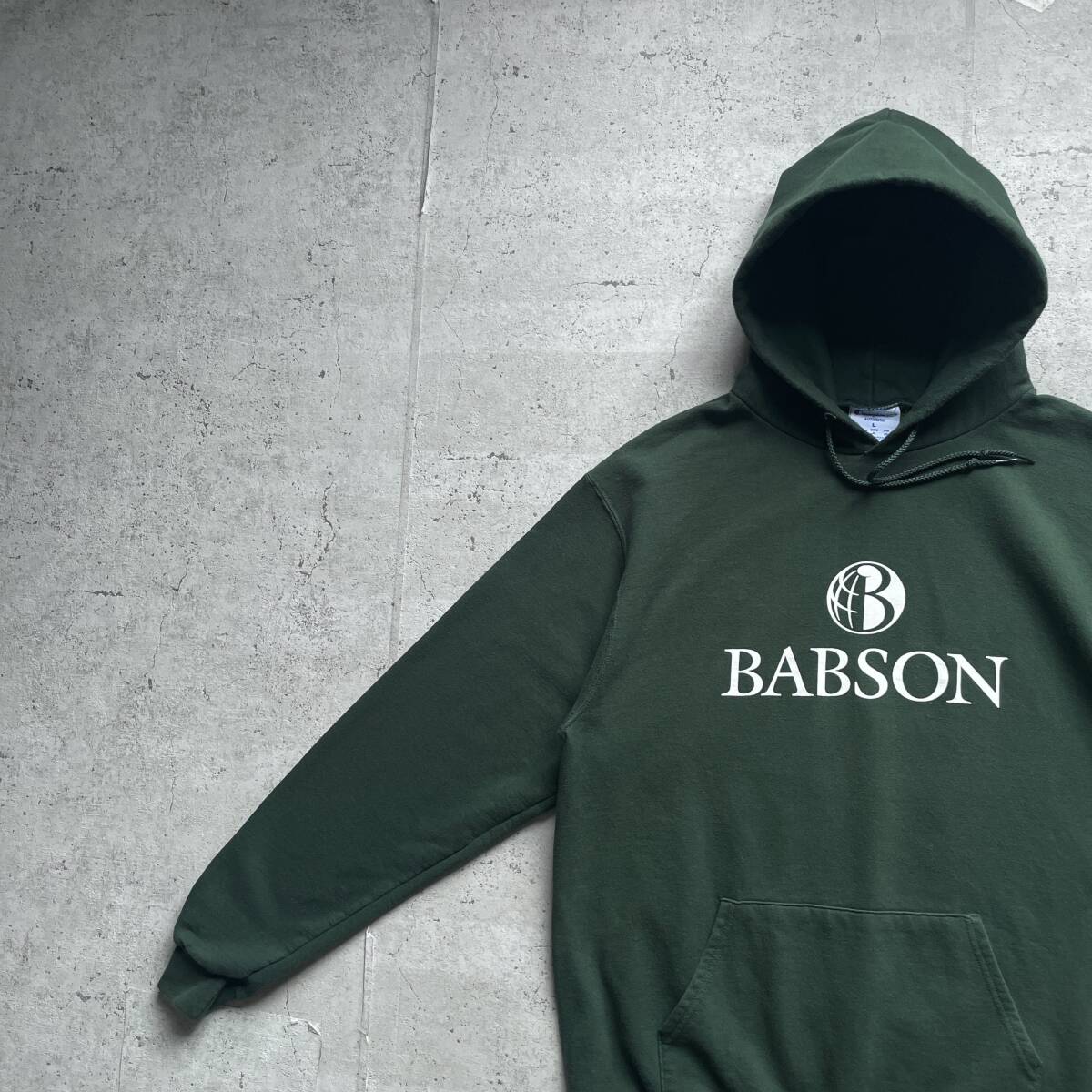 champion チャンピオン カレッジロゴ BABSON プルオーバー パーカー グリーン L_画像1