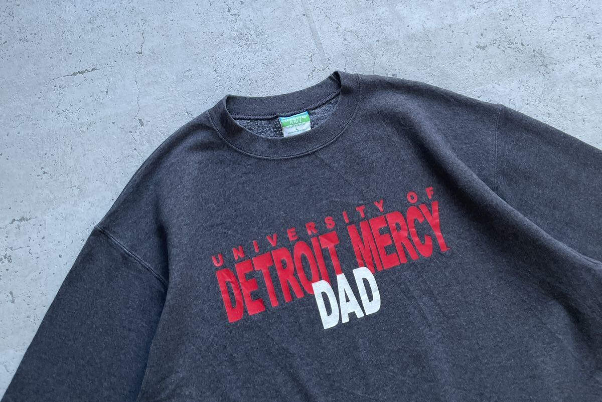 champion チャンピオン カレッジロゴ DETROIT MERCY クルーネック スウェット トレーナー チャコールグレー L_画像3