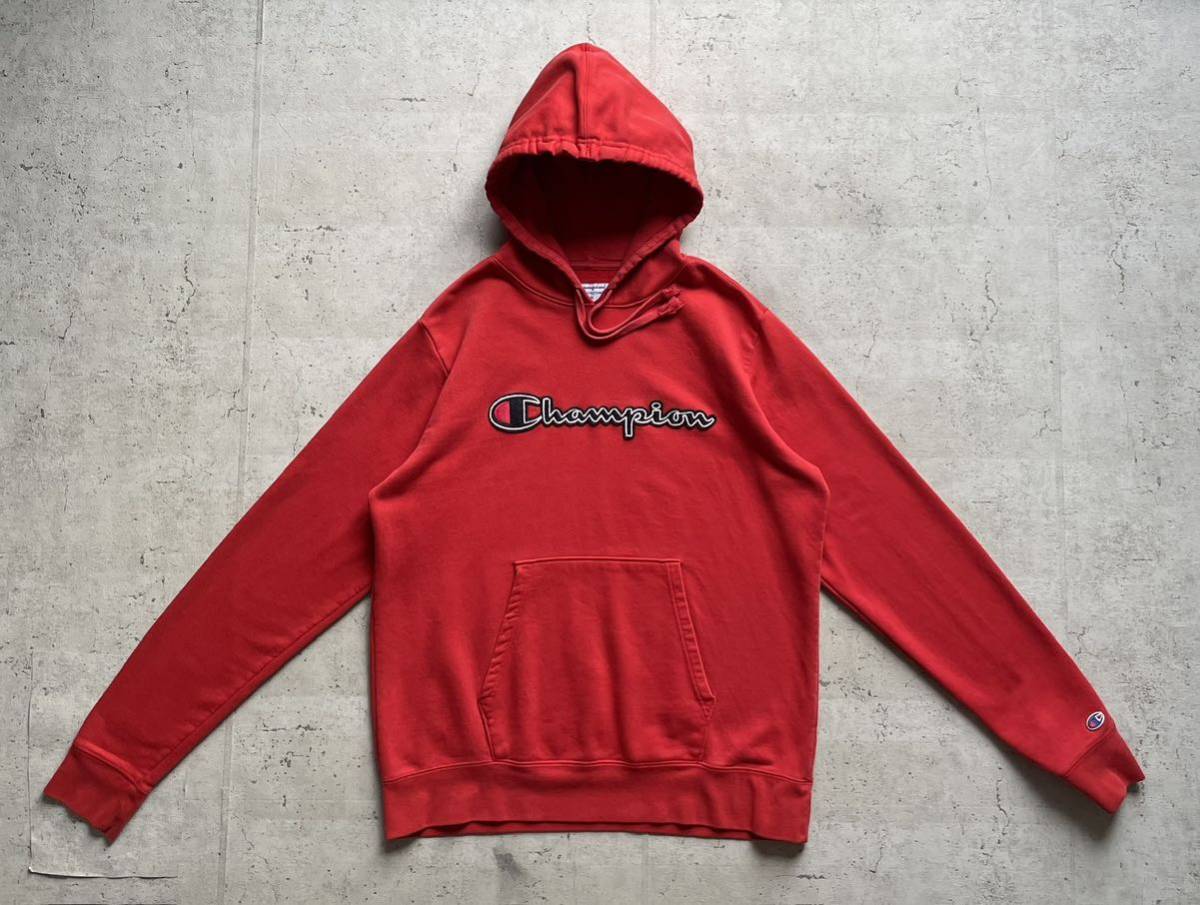 champion チャンピオン ワンポイントロゴ プルオーバー パーカー レッド L_画像2