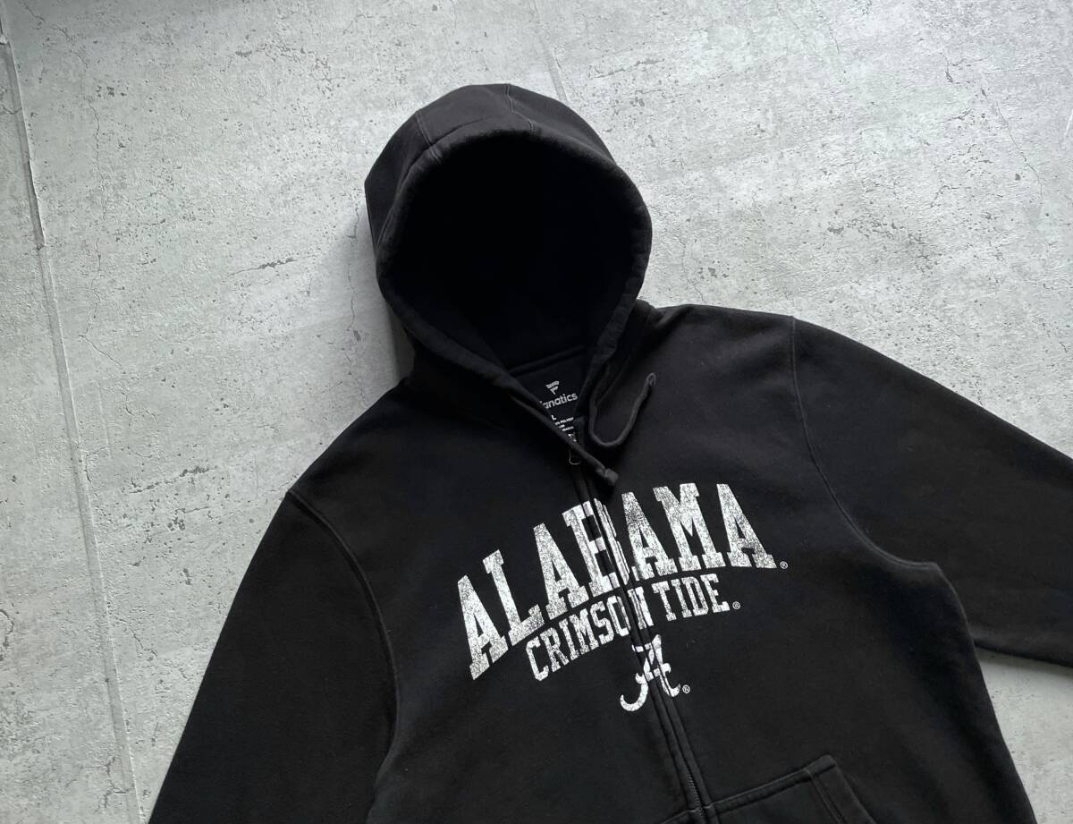 vintage ヴィンテージ 90's FANATICS カレッジロゴ ALABAMA フルジップアップ パーカー ブラック Lの画像3