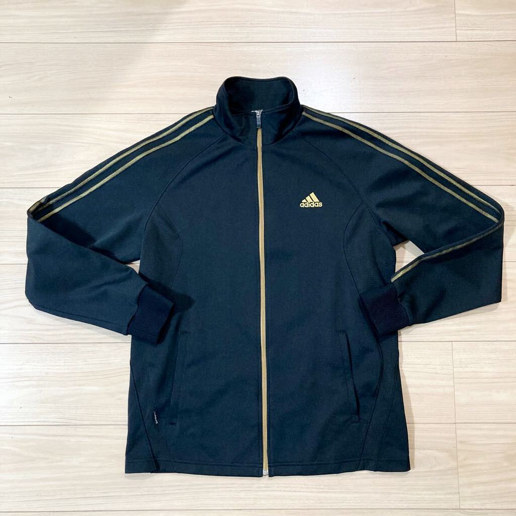 adidas アディダス Climalite ジャージ ジップアップ 上下セット セットアップ Lサイズ 黒 金 美品_画像2