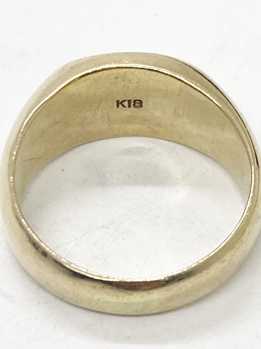 **[18 gold ] K18 Gold ring round shape signet ring men's simple design investment 17 number 11.3g oi **