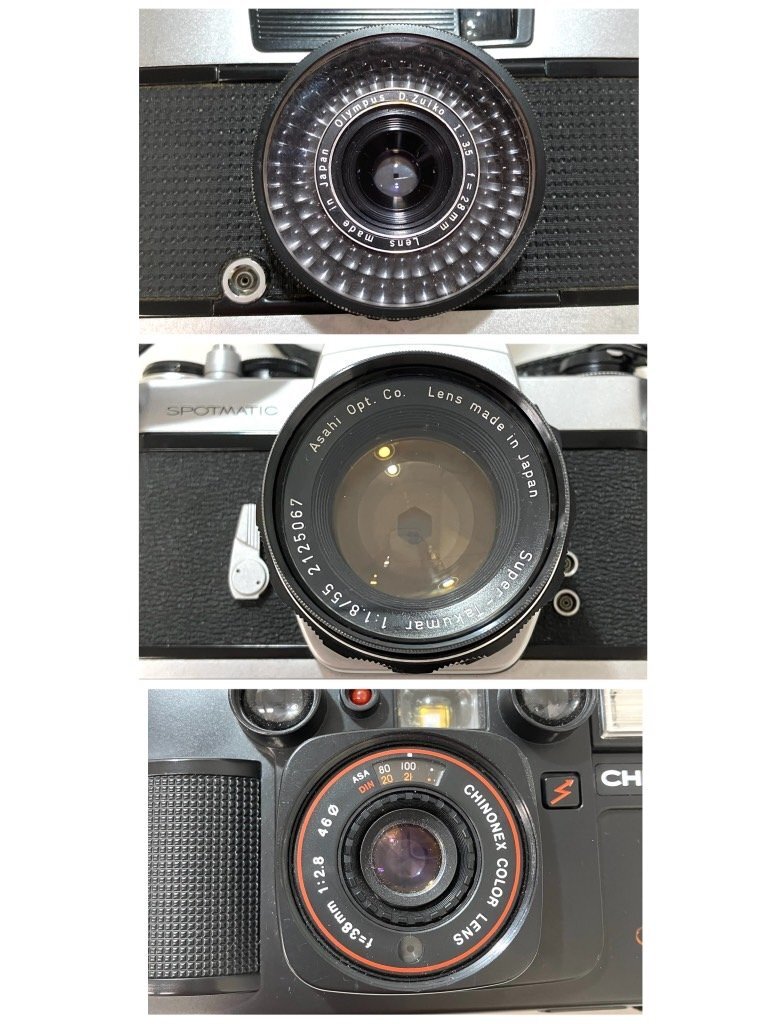 【中古品】(※動作未確認)（※フィルムカメラ3点セット） OLYMPUS-PEN EE-3/PENTAX SPOTMATIC SP/CHINON 35F-MA【送料別】HD0045の画像9