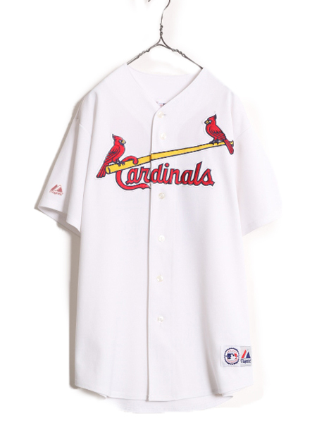 MLB オフィシャル Majestic カージナルス ベースボール シャツ メンズ XL / 古着 ユニフォーム 半袖シャツ ゲームシャツ メジャーリーグ 白_画像1