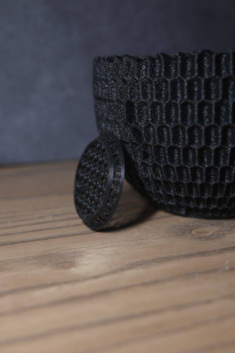 3Dプリンター鉢⑤ 黒Mサイズ 植木鉢 の画像4