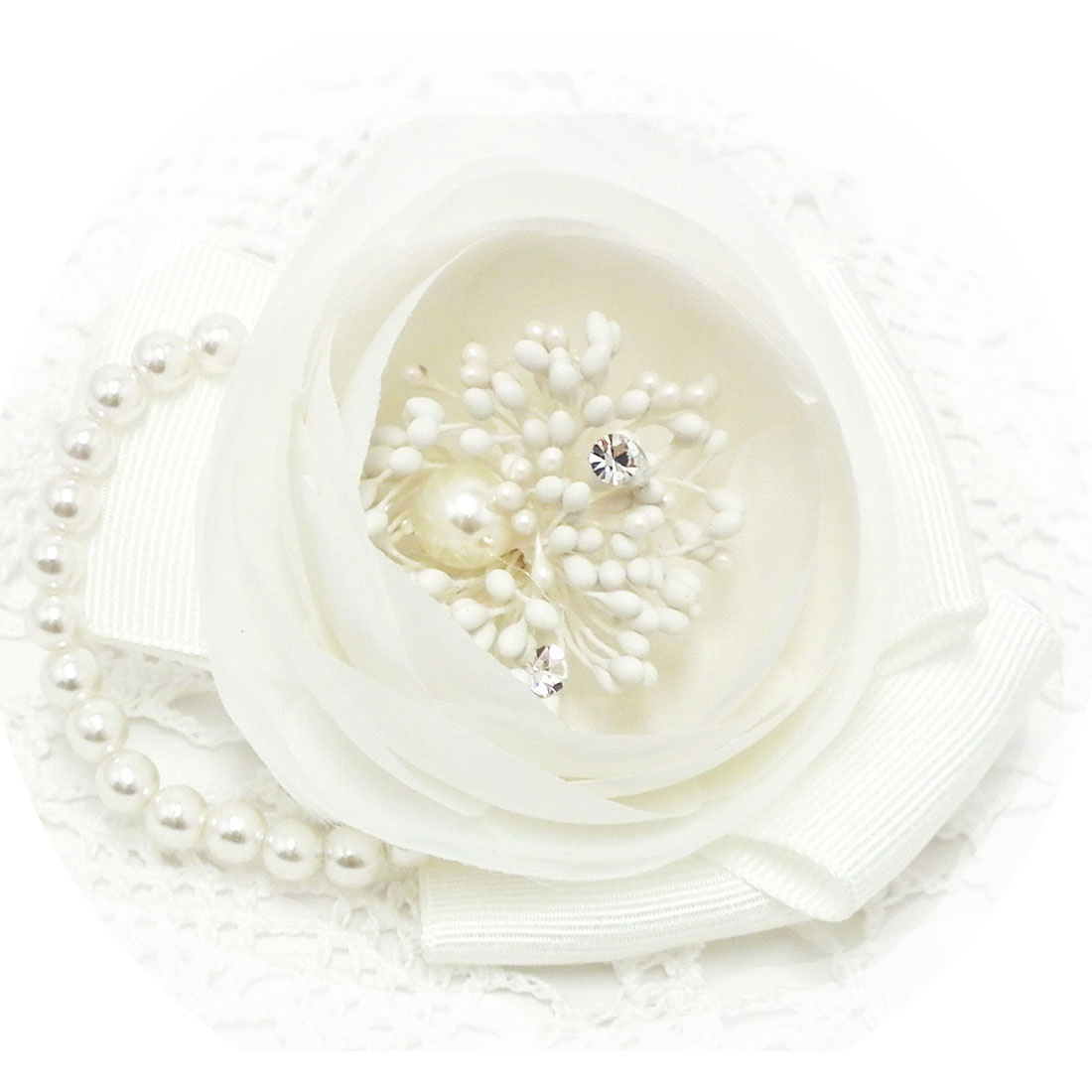  circle . corsage Old rose manner pa- ruby z ribbon white 8z-01 formal lady's wedding stylish 