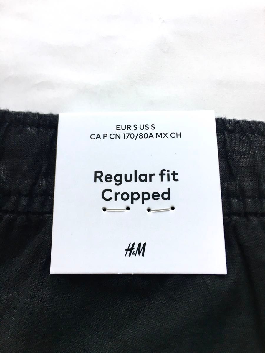 H&M レギュラーフィットリネンブレンドパンツ　メンズ　ブラック　S