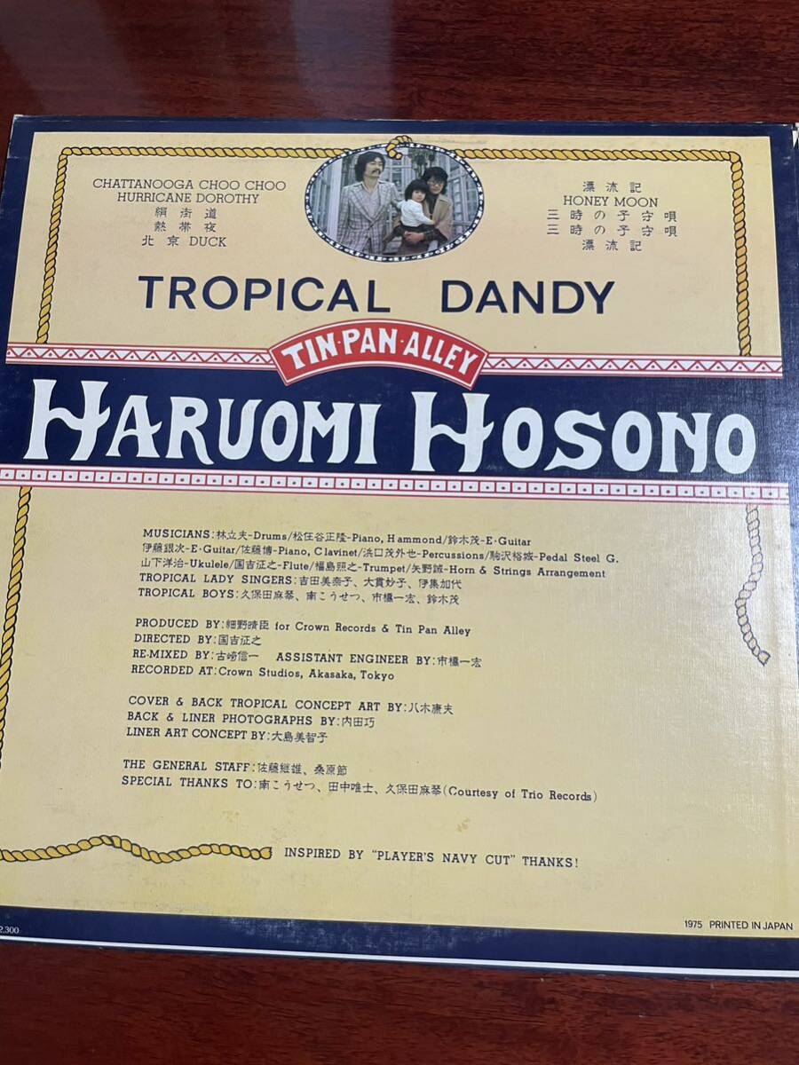 細野晴臣 トロピカル ダンディー Tropical DANDY LP レコードの画像2