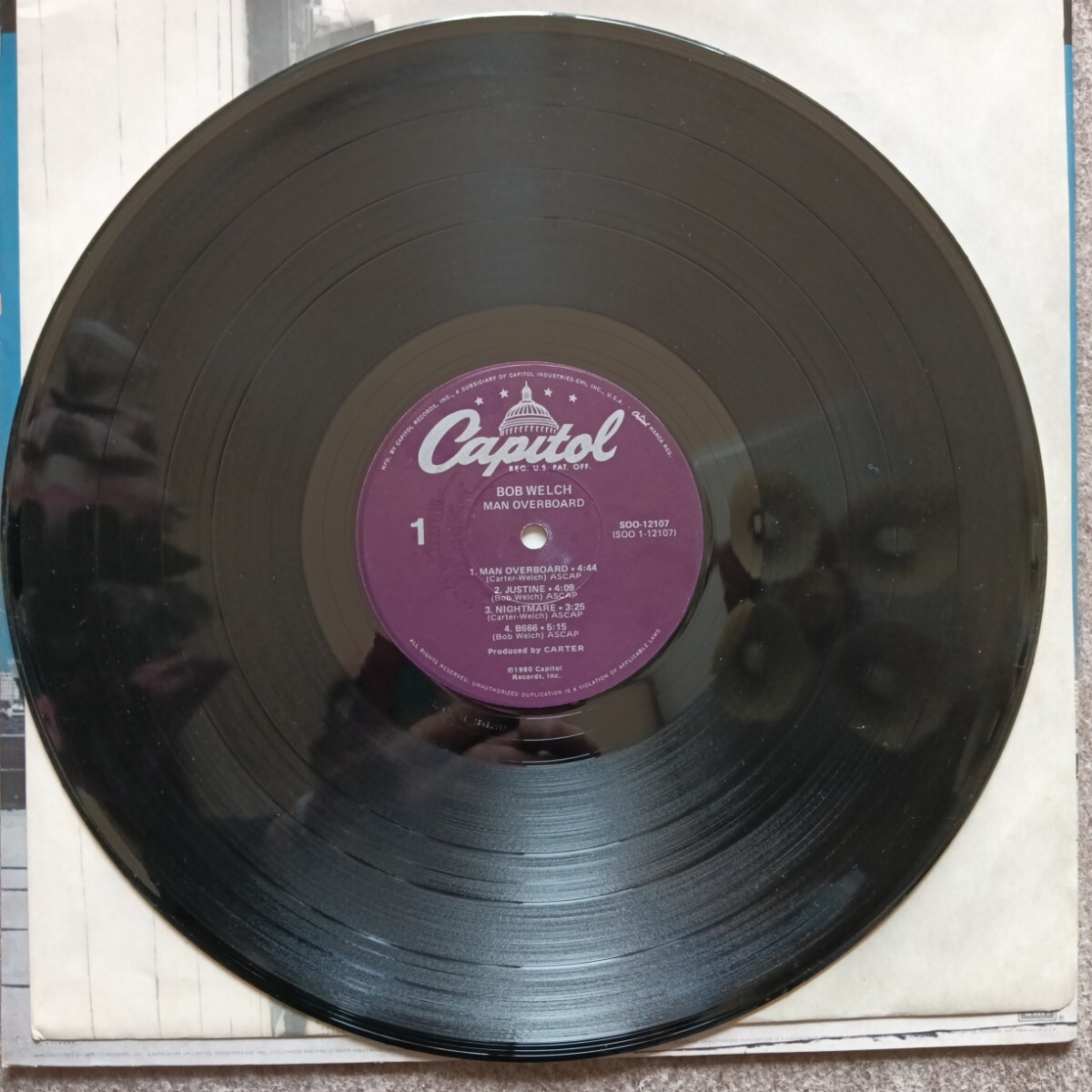 LPレコード　ボブ・ウェルチ/Bob Welch/マン・オーバーボード　輸入盤未使用に近い美品　US盤_画像3