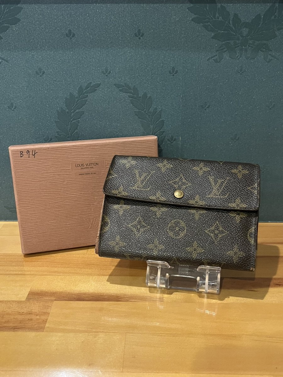 13055-02★ルイヴィトン/LOUIS VUITTON モノグラム 三つ折り財布 小銭入れ 札入れ ブラウン系★_画像1