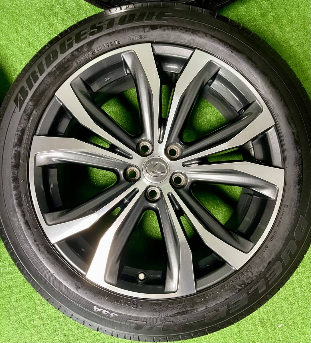 良品 LEXUS RX450h RX200t Fスポーツ 純正 20インチ ホイール 20x8J +30 BRIDGESTONE DUELER H/L 235/55R20 2021年製 バリ山の画像3