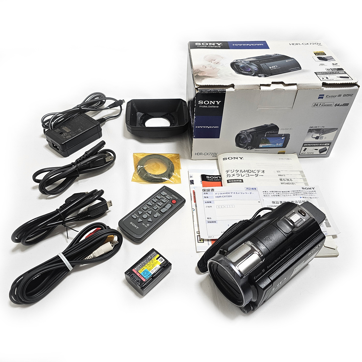 中古 SONY HDR-CX720V ＋バッテリーNP-FV70 デジタルHDビデオカメラレコーダー ハンディカム ソニー 2012年の画像1