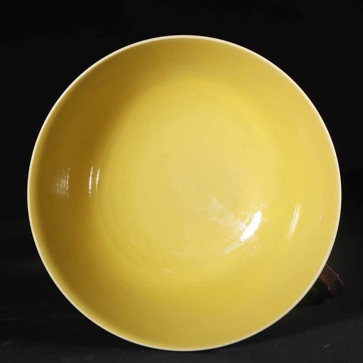 【安】清時代 大清宣統年製 黄釉碗 共箱 唐瓷 染付 古陶瓷 古美味 中国古美術 古董品 390_画像5