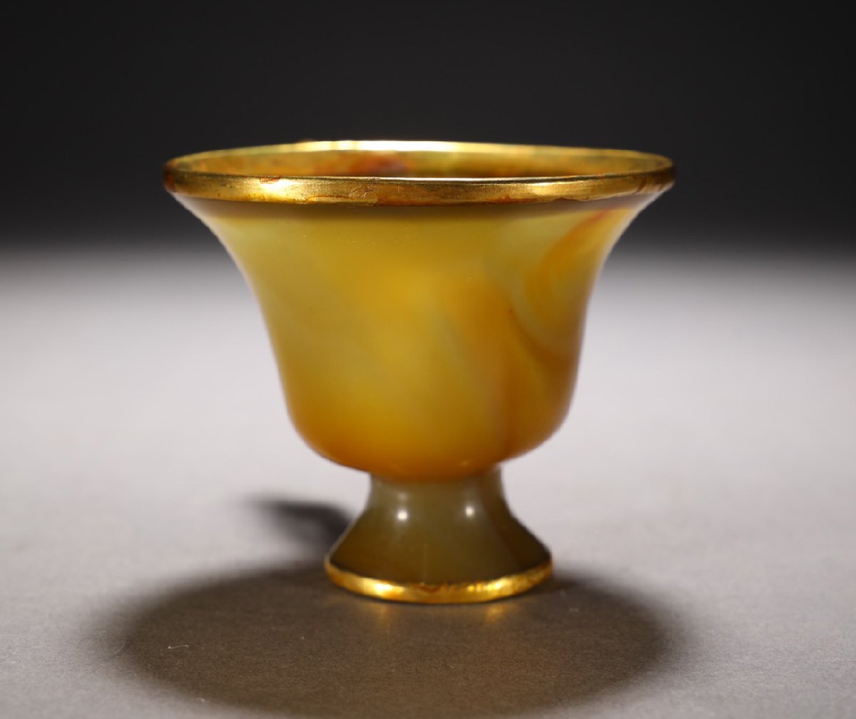 【安】清時代 瑪瑙包金杯 極細工 古置物 古擺件 中国古美術 古美味 時代物 古董品 372_画像8