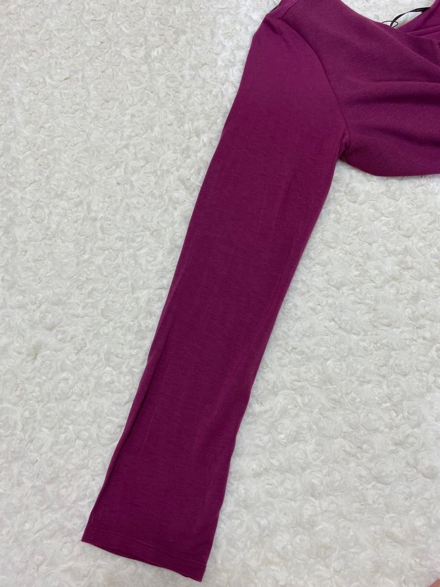 【新品タグ付き 未使用】22 OCTOBRE ヴァンドゥーオクトーブル 異素材ドッキング カットソー LLサイズ 紫 パープル