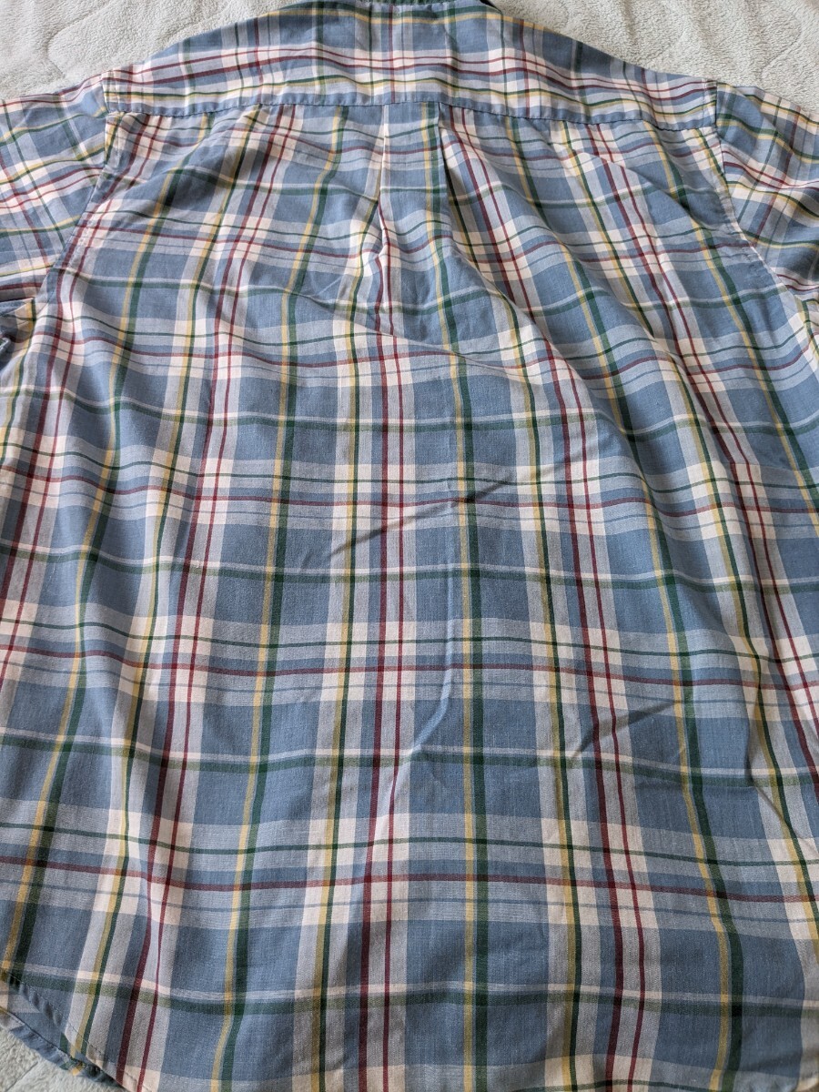 メンズ Mサイズ 半袖 ワイシャツ ブルーチェック柄 古着 梱包済みの画像7