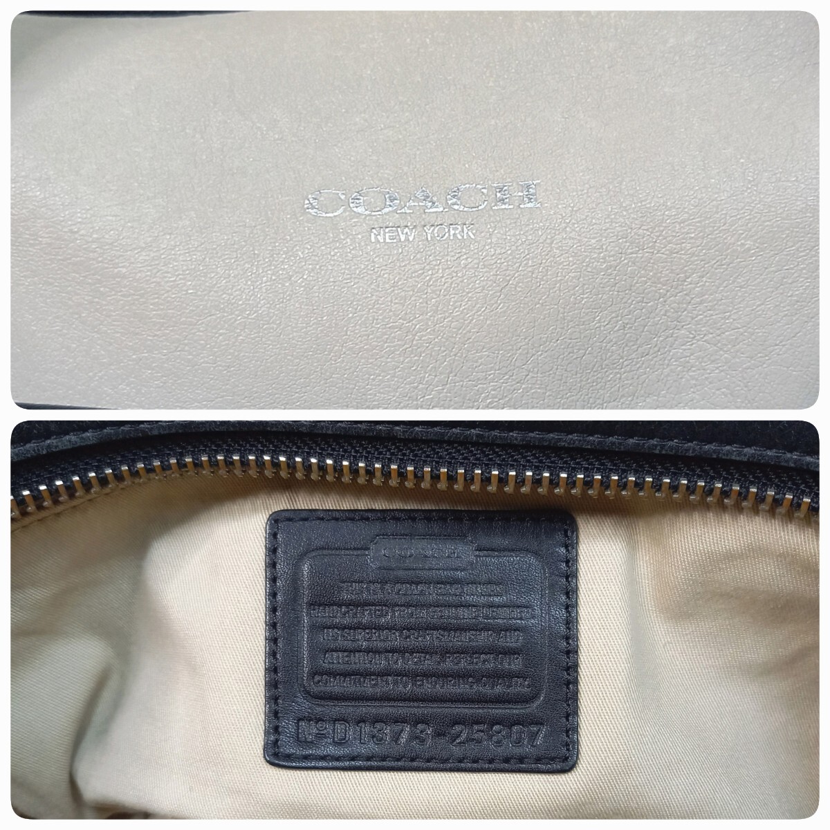 COACH　コーチ　25807ミニボストンバッグ　ハンドバッグトートバッグ　肩かけ可ペットボトル収納可能 アイボリー ブラック レザー_画像7