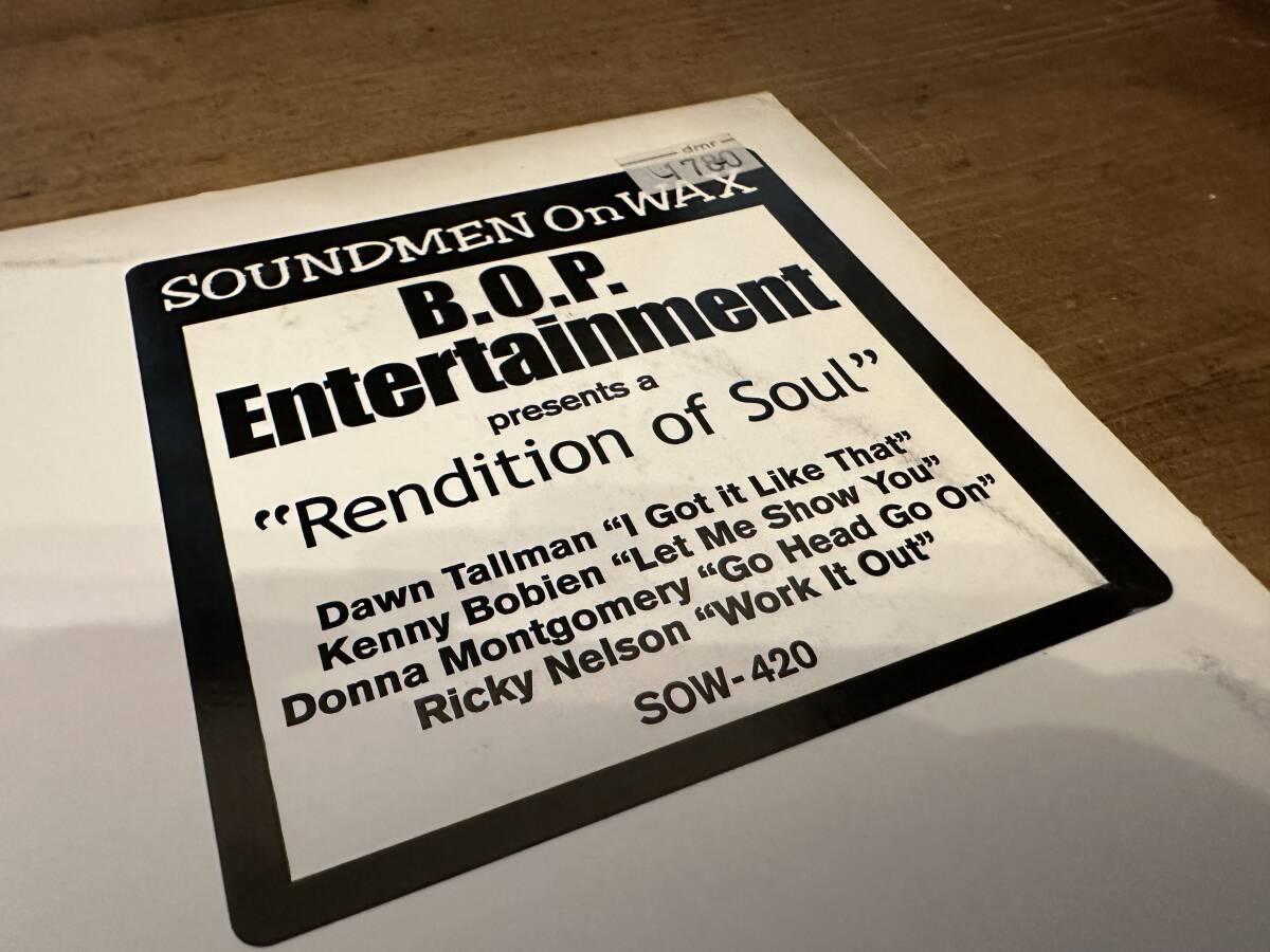 12”x2★B.O.P. Entertainment / Rendition Of Soul / ヴォーカル・ハウス！Dawn Tallman / Kenny Bobien / Donna Montgomery_画像1