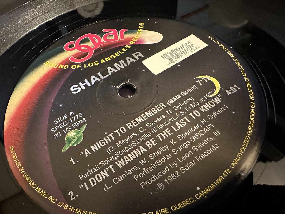 12”★Shalamar / A Night To Remember / I Don't Wanna Be The Last To Know / Right In The Socket / This Is For The Lover In Youの画像2
