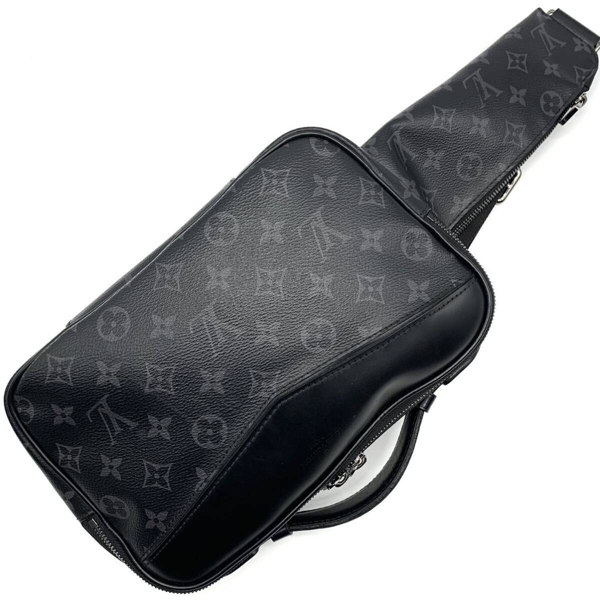 1円●美品●LOUIS VUITTON ルイヴィトン モノグラムエクリプス バムバッグ ショルダーバッグ 斜めがけ鞄 レザー ノワール 黒 メンズ M42906の画像1