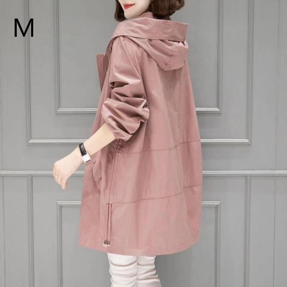 トレンチコート レディース スプリングコート 韓国風 春コート ロングコート ミディアムロングコート ビッグサイズ アウター ピンク Mの画像1