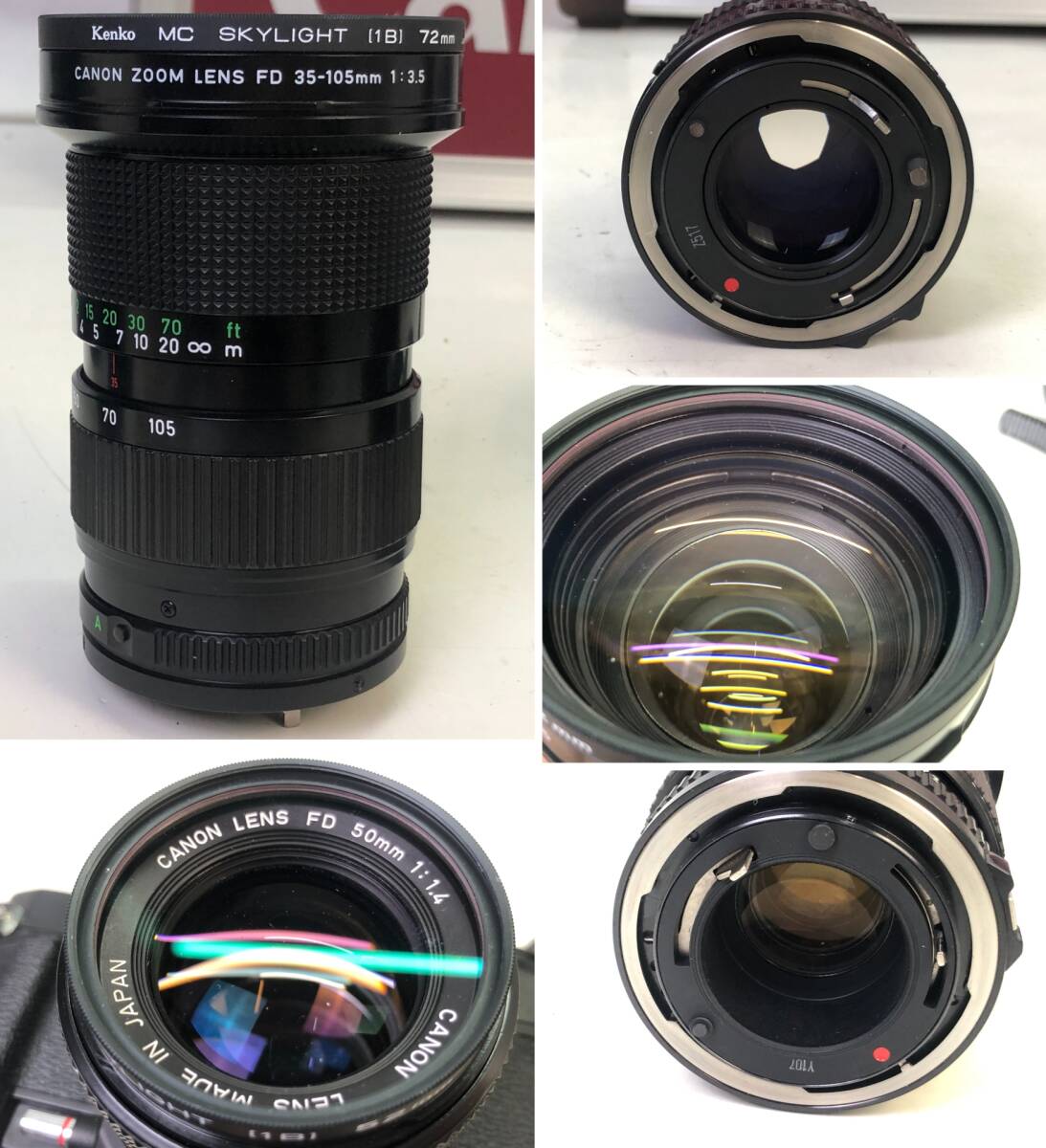 【0880】[1円~] canon 一眼レフカメラ F-1 レンズ FD50mm F1.4 35-105㎜ 35㎜ フィルムカメラ カメラケース 動作未確認 ジャンク品の画像3