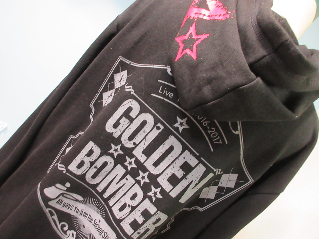 GOLDEN BOMBER ゴールデンボンバー・パーカー・丈長めワンピ丈・LIVE TOUR ライブツアー・ブラック・美品の画像1