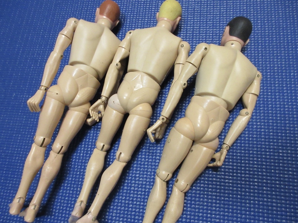 G.I.Joe ジーアイジョー人形３体セット・刻印入り・左足が両足についてる珍品含む・逆にレア？アンテークドール