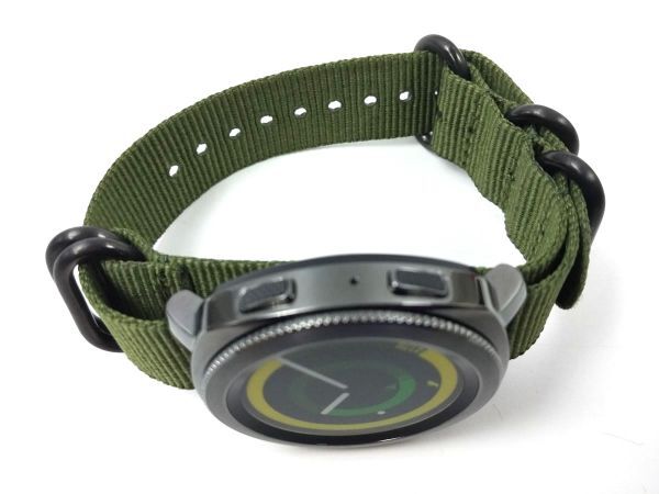  nylon made military strap wristwatch cloth belt nato type Army green X black 20mm