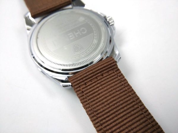ナイロン製ミリタリーストラップ 交換用腕時計ベルト ブラウン 22mm