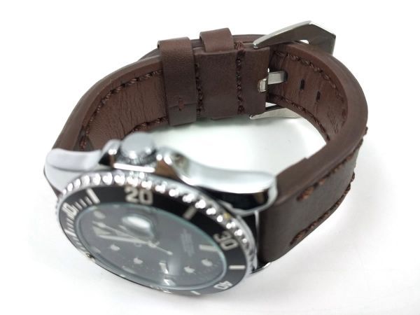  милитари наручные часы ремень часы частота натуральная кожа spring палка приложен 22mm темно-коричневый 