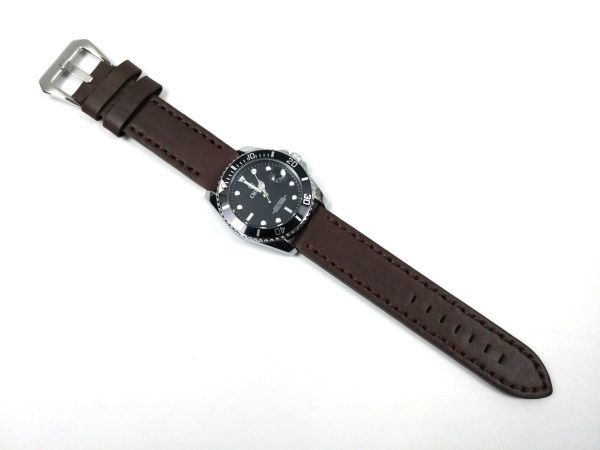  милитари наручные часы ремень часы частота натуральная кожа spring палка приложен 22mm темно-коричневый 