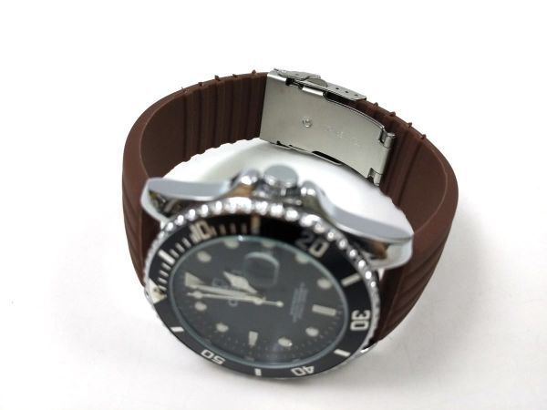 シリコンラバーストラップ 腕時計交換用ベルト クイックリリース ブラウン 22mm_画像2