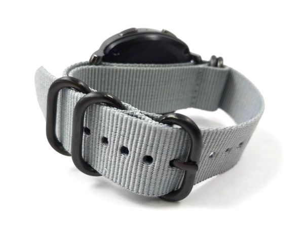 ナイロン製ミリタリーストラップ 腕時計布ベルト natoタイプ グレーXブラック 20mmの画像1