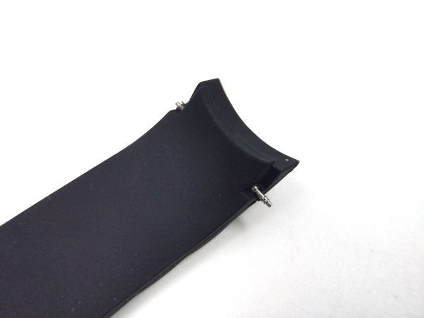 シリコンラバーストラップ 弓カン Wロックバックル 交換用腕時計ベルト キャタピラ2 ブラック 20mmの画像7