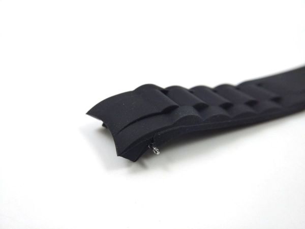 シリコンラバーストラップ 弓カン Wロックバックル 交換用腕時計ベルト キャタピラ2 ブラック 20mmの画像6