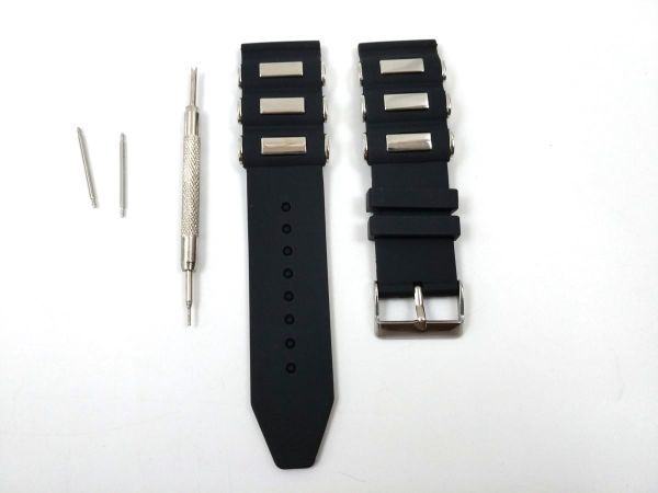 シリコンラバーストラップ 交換用腕時計ベルト ワイルド ブラック 24mm_画像1