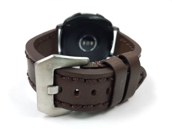 ミリタリー腕時計ベルト ウォッチバンド 本革レザー バネ棒付属 20mm ダークブラウンの画像1