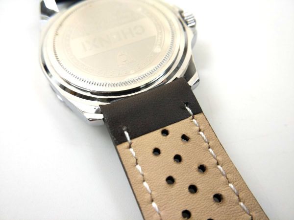 ミリタリー腕時計ベルト 本革レザー ウォッチバンド 通気 バネ棒付属 26mm ダークブラウン_画像5