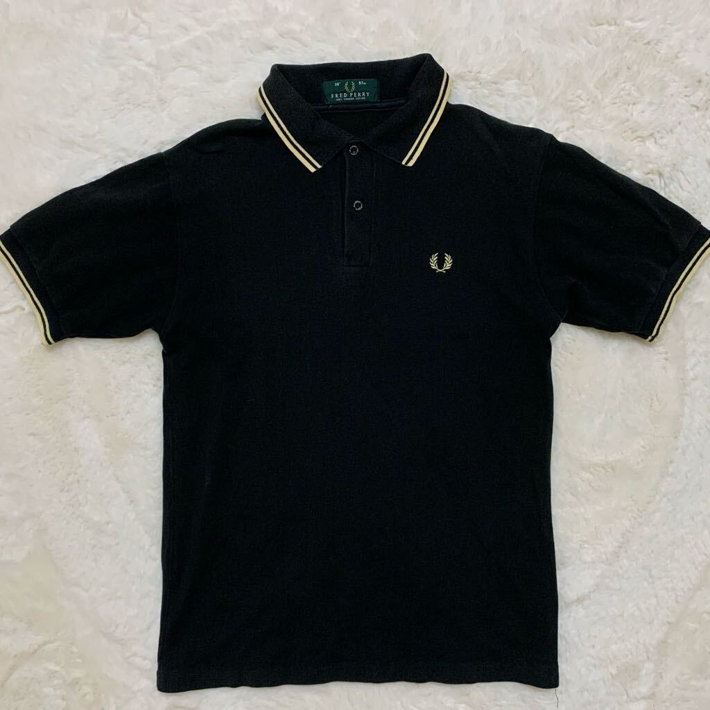 90s FRED PERRY フレッドペリー シャンパンゴールド 半袖 ポロシャツ 38サイズの画像2