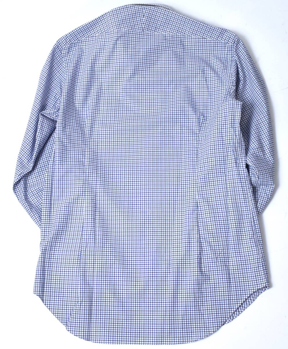 未使用 enter G エンタージー 日本製 ギンガム ビジネスシャツ 42 (LL) ブルー×ネイビー オンワード樫山の画像3