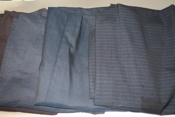 壱月1732 ウールの男の着物１０着セット＋１К紺・藍瑠璃・亀甲・茶系 サイズいろいろですが綺麗ですの画像7