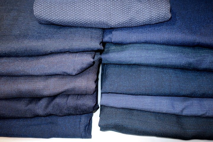 壱水1831 ウールの男の着物１０着セット＋１К紺・藍瑠璃・亀甲 サイズいろいろですが着用可能な品が多数ですの画像1