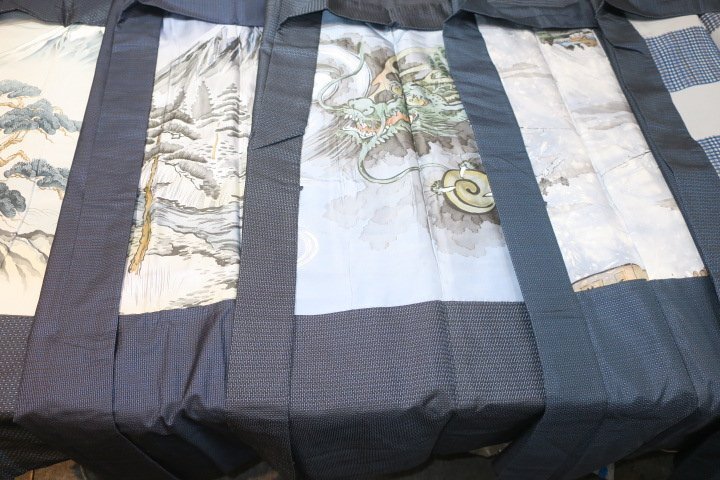 壱土1905 すべて本絹の男の羽織５着セットК泥藍大島 裄70×２着,69cm×3着,ほとんど綺麗な現代物ですの画像1