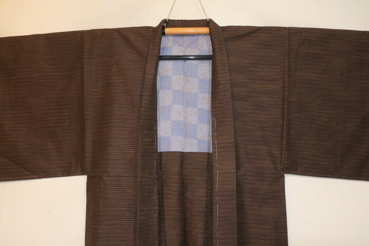 . вода 2228шт.@ шелк Ёнэдзава глубокий гора эпонж мужчина кимоно перо тканый .70 длина 145К чёрный хурма . чай цвет . маленький . тканый настоящее время предмет уникальная вещь новый товар 